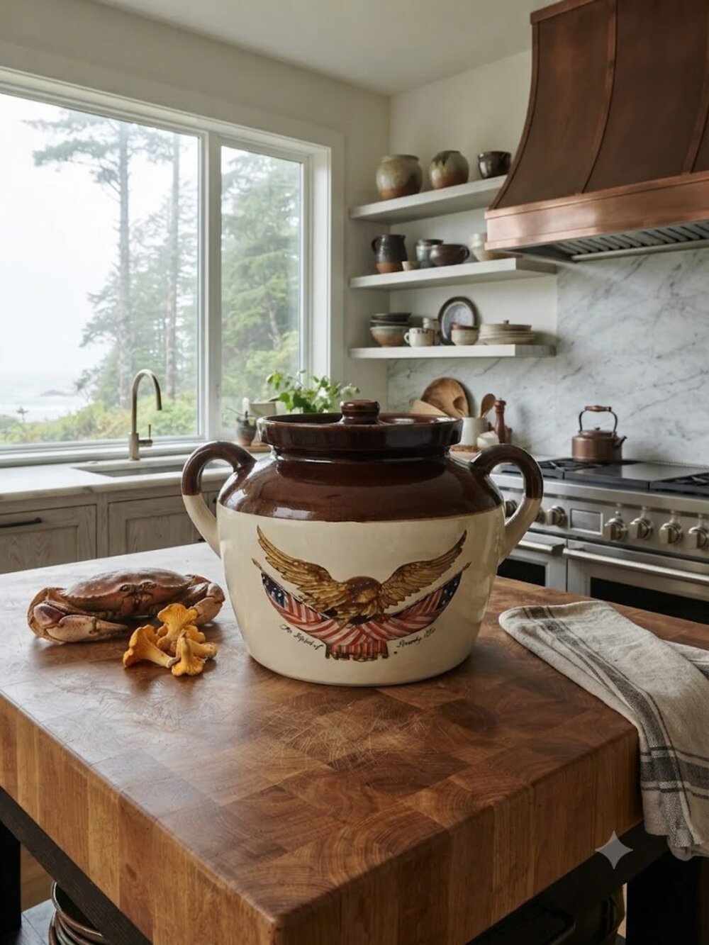 Vintage 1976 Bicentennial Ceramic Bean Pot Crock - Spirit of Seventy Six